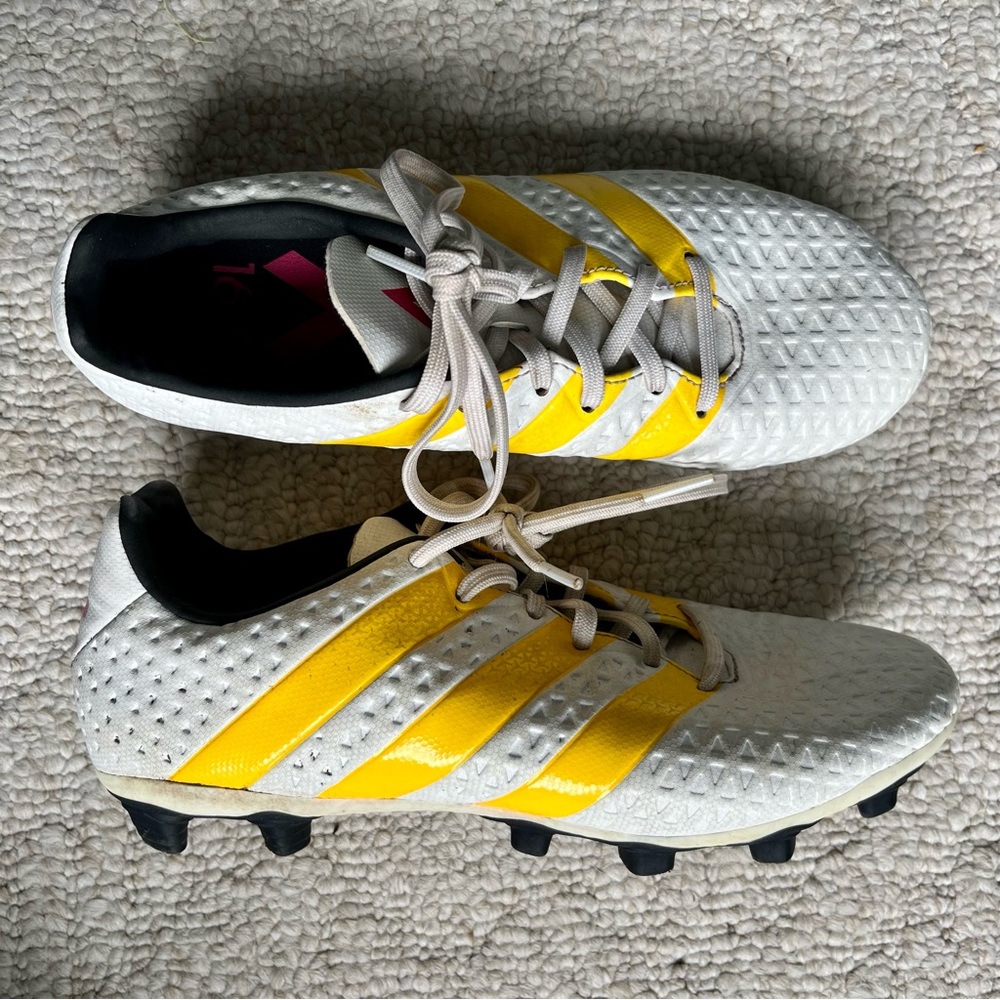 Adidas White and Yellow Soccer Cleats